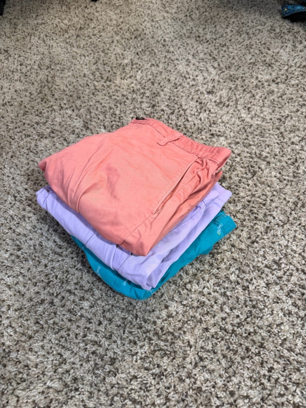 George Men's Chino Shorts Trio - Teal, Lavender, Coral [2 WITH MISSING BUTTONS] - Picture 3 of 15